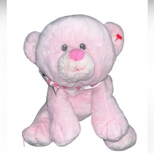 Ty Pluffies Pink Amore Teddy Bear Plush Hearts Bow 2012 9" Stuffed Animal